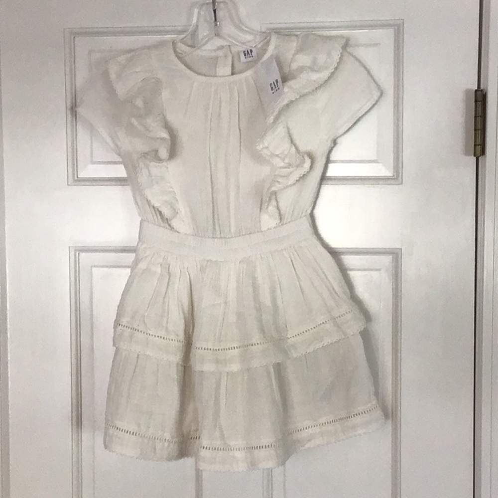 GAP Girls Cream Ruffle Tiered Dress